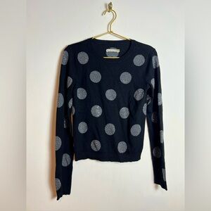 ALICE + OLIVIA Grey Wool Black Studded Embellish Polka Dot Sweater Size XS